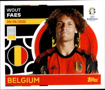 Wout Faes Belgium samolepka Topps EURO 2024 #BEL6
