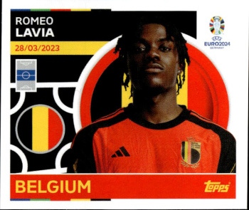 Romeo Lavia Belgium samolepka Topps EURO 2024 #BEL12
