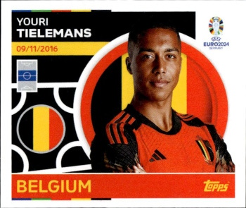 Youri Tielemans Belgium samolepka Topps EURO 2024 #BEL13