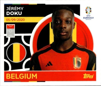 Jeremy Doku Belgium samolepka Topps EURO 2024 #BEL18