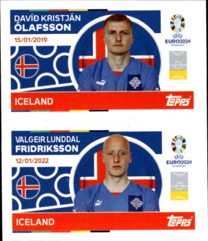 David Kristjan Olafsson / Valgeir Lunddal Fridriksson Iceland samolepka Topps EURO 2024 #ICE4-5