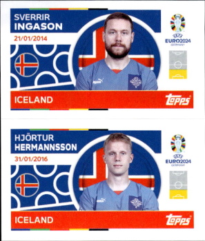 Sverrir Ingason / Hjortur Hermannsson Iceland samolepka Topps EURO 2024 #ICE6-7