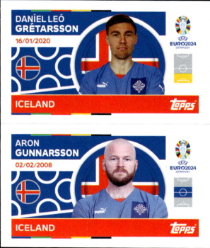 Daniel Leo Gretarsson / Aron Gunnarsson Iceland samolepka Topps EURO 2024 #ICE8-9