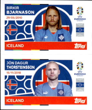 Birkir Bjarnason / Jon Dagur Thorsteinsson Iceland samolepka Topps EURO 2024 #ICE10-11