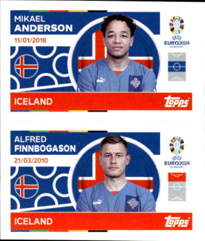 Mikael Anderson / Alfred Finnbogason Iceland samolepka Topps EURO 2024 #ICE14-15