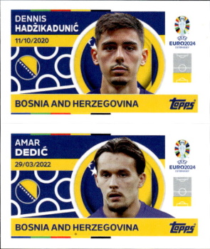 Dennis Hadzikadunic / Amar Dedic Bosnia and Herzegovina samolepka Topps EURO 2024 #BIH4-5