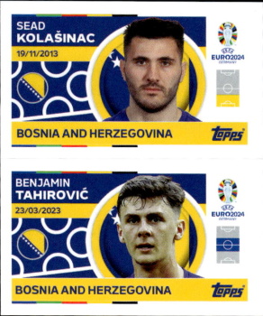 Sead Kolasinac / Benjamin Tahirovic Bosnia and Herzegovina samolepka Topps EURO 2024 #BIH6-7