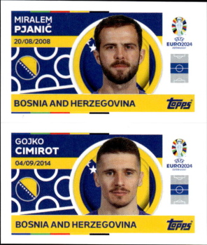 Miralem Pjanic / Gojko Cimirot Bosnia and Herzegovina samolepka Topps EURO 2024 #BIH8-9