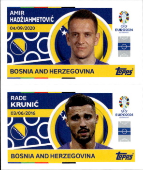 Amir Hadziahmetovic / Rade Krunic Bosnia and Herzegovina samolepka Topps EURO 2024 #BIH10-11