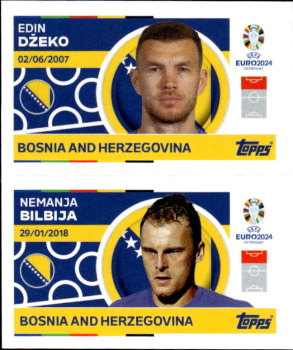 Edin Dzeko / Nemanja Bilbija Bosnia and Herzegovina samolepka Topps EURO 2024 #BIH12-13