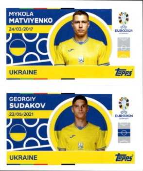 Mykola Matviyenko / Georgiy Sudakov Ukraine samolepka Topps EURO 2024 #UKR8-9