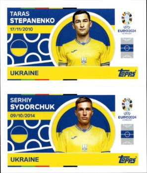 Taras Stepanenko / Serhiy Sydorchuk Ukraine samolepka Topps EURO 2024 #UKR10-11