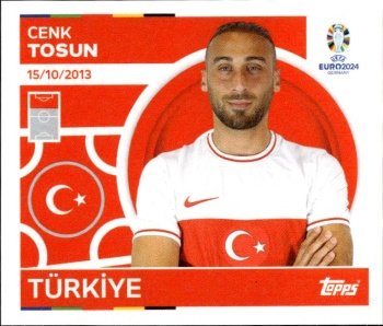 Cenk Tosun Turkey samolepka Topps EURO 2024 #TUR19