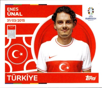 Enes Unal Turkey samolepka Topps EURO 2024 #TUR20