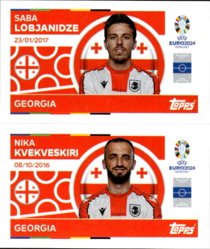 Saba Lobjanidze / Nika Kvekveskiri Georgia samolepka Topps EURO 2024 #GEO10-11