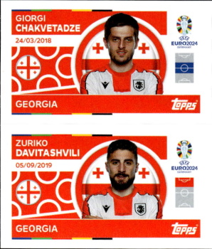 Giorgi Chakvetadze / Zuriko Davitashvili Georgia samolepka Topps EURO 2024 #GEO12-13