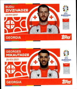 Budu Zivzivadze / Georges Mikautadze Georgia samolepka Topps EURO 2024 #GEO14-15
