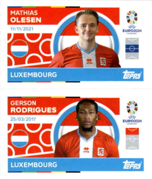 Mathias Olesen / Gerson Rodrigues Luxembourg samolepka Topps EURO 2024 #LUX12-13