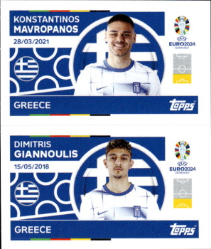 Konstantinos Mavropanos / Dimitris Giannoulis Greece samolepka Topps EURO 2024 #GRE6-7