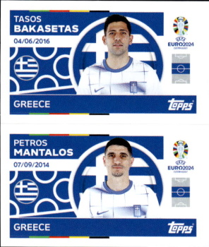 Tasos Bakasetas / Petros Mantalos Greece samolepka Topps EURO 2024 #GRE12-13
