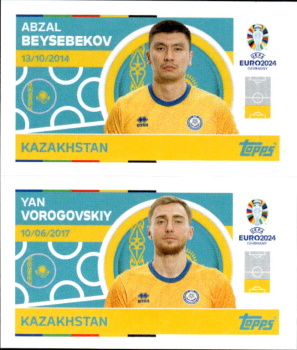 Abzal Beysebekov / Yan Vorogovskiy Kazakhstan samolepka Topps EURO 2024 #KAZ6-7