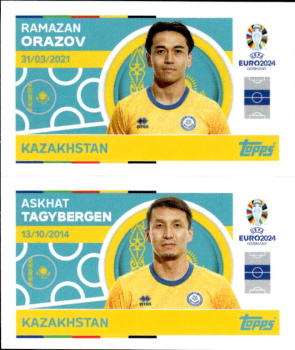Ramazan Orazov / Askhat Tagybergen Kazakhstan samolepka Topps EURO 2024 #KAZ8-9