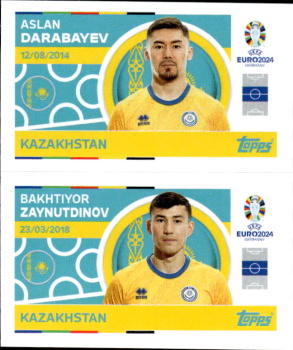 Aslan Darabayev / Bakhtiyor Zaynutdinov Kazakhstan samolepka Topps EURO 2024 #KAZ10-11