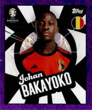 Johan Bakayoko Belgium samolepka Topps EURO 2024 Purple #BEL-PTW