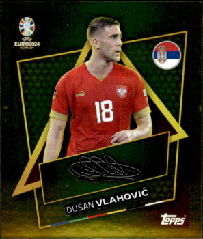 Dusan Vlahovic Serbia samolepka Topps EURO 2024 Gold Signature #SRB-SP-s
