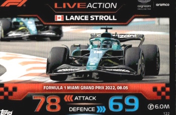 Lance Stroll Aston Martin Topps F1 Turbo Attax 2023 F1 Live Action 2022 #122