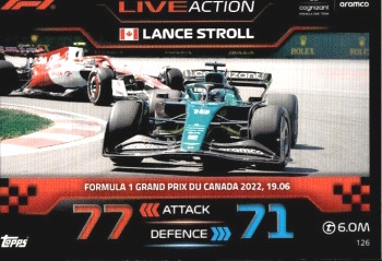 Lance Stroll Aston Martin Topps F1 Turbo Attax 2023 F1 Live Action 2022 #126
