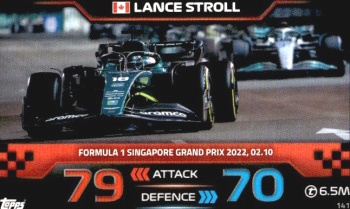Lance Stroll Aston Martin Topps F1 Turbo Attax 2023 F1 Live Action 2022 #141