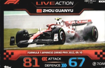Zhou Guanyu Alfa Romeo Topps F1 Turbo Attax 2023 F1 Live Action 2022 #143