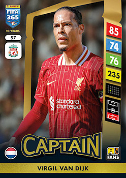 Virgil van Dijk Liverpool Panini FIFA 365 2025 Adrenalyn XL Captain #57