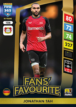 Jonathan Tah Bayer 04 Leverkusen Panini FIFA 365 2025 Adrenalyn XL Fans' Favourite #106