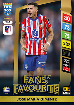 Jose Maria Gimenez Atletico Madrid Panini FIFA 365 2025 Adrenalyn XL Fans' Favourite #268