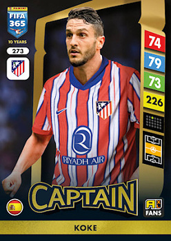 Koke Atletico Madrid Panini FIFA 365 2025 Adrenalyn XL Captain #273