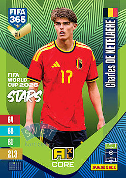Charles De Ketelaere Belgium Panini FIFA 365 2027 Adrenalyn XL FIFA World Cup 2026 Stars #217