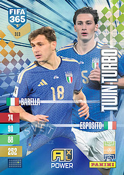Nicolo Barella / Pio Esposito Italy Panini FIFA 365 2027 Adrenalyn XL Twin Turbo #313