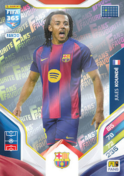 Jules Kounde FC Barcelona Panini FIFA 365 2026 Adrenalyn XL Fans' Favourite #FAN20
