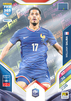 William Saliba France Panini FIFA 365 2026 Adrenalyn XL Fans' Favourite #FAN21