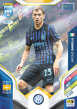 Nicolo Barella Internazionale Milano Panini FIFA 365 2026 Adrenalyn XL Fans' Favourite #FAN31