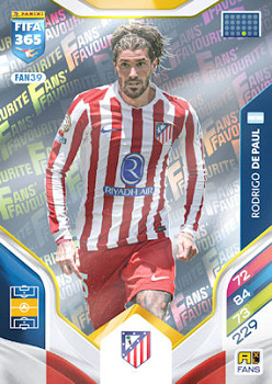 Rodrigo De Paul Atletico Madrid Panini FIFA 365 2026 Adrenalyn XL Fans' Favourite #FAN39
