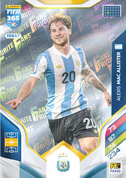 Alexis Mac Allister Argentina Panini FIFA 365 2026 Adrenalyn XL Fans' Favourite #FAN47
