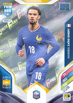 Warren Zaire-Emery France Panini FIFA 365 2026 Adrenalyn XL Fans' Favourite #FAN50