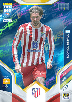 Rodrigo De Paul Atletico Madrid Panini FIFA 365 2026 Adrenalyn XL Fans' Favourite - Blue #FAN39