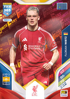 Florian Wirtz Liverpool Panini FIFA 365 2026 Adrenalyn XL Fans' Favourite - Red #FAN25