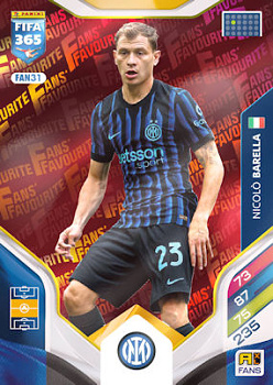 Nicolo Barella Internazionale Milano Panini FIFA 365 2026 Adrenalyn XL Fans' Favourite - Red #FAN31