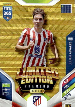 Julian Alvarez Atletico Madrid Panini FIFA 365 2026 Adrenalyn XL Limited Edition - Premium Gold #LE-JA