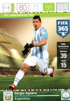 Sergio Aguero Argentina Panini FIFA 365 2015 Adrenalyn XL International Star #347